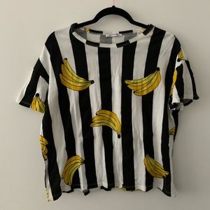 Zara Banana Print Referee Tee